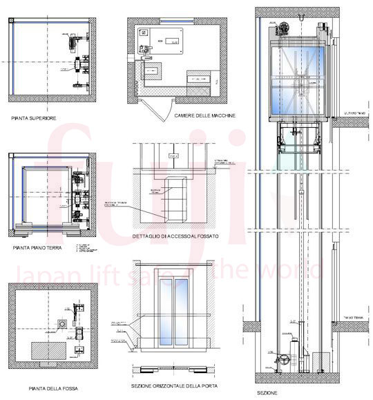 Bản vẽ thang máy kính 350kg