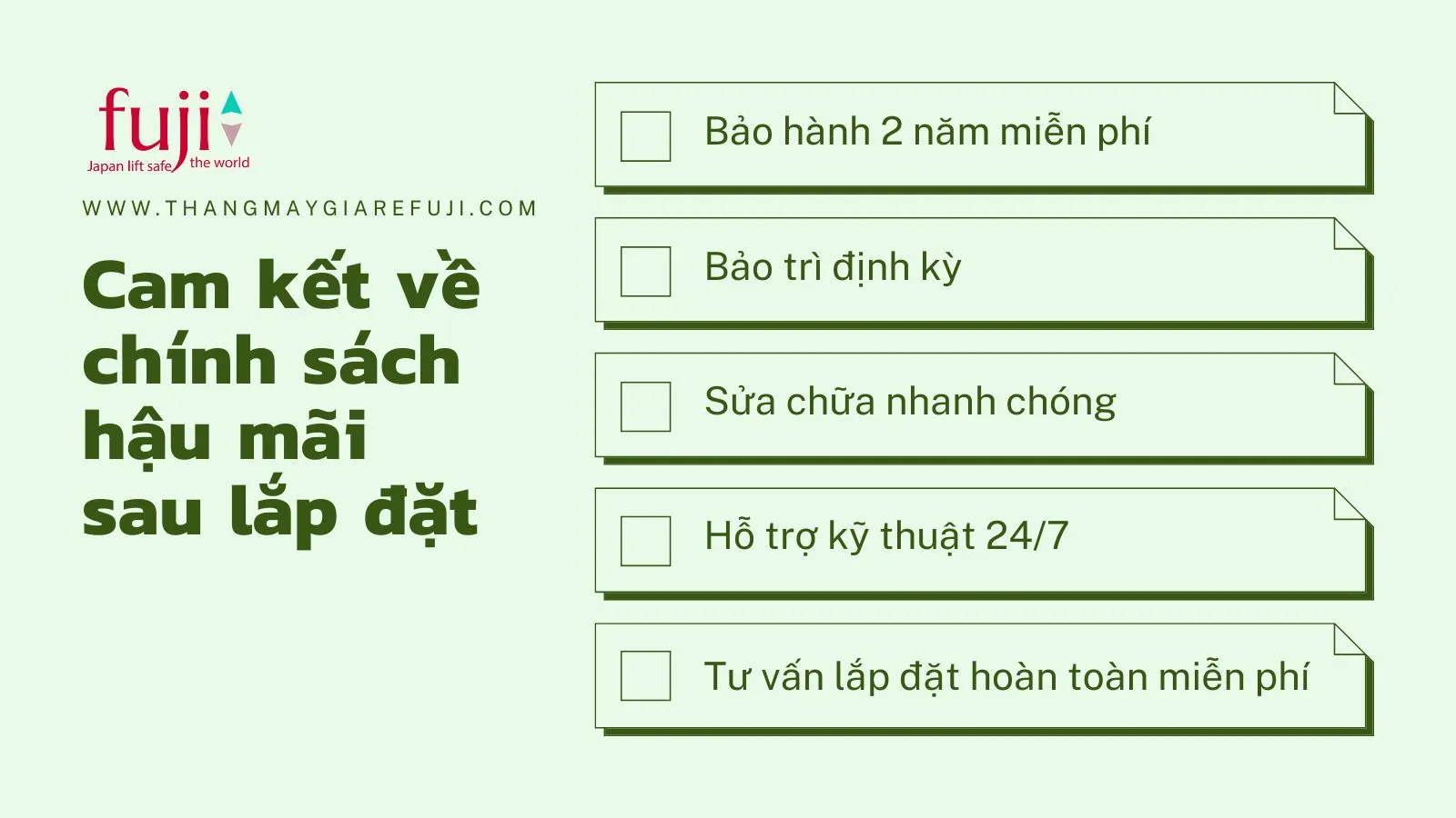 Cam kết về chính sách hậu mãi sau lắp đặt