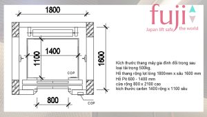 Thang máy gia đình 500kg với thiết kế đối trọng sau