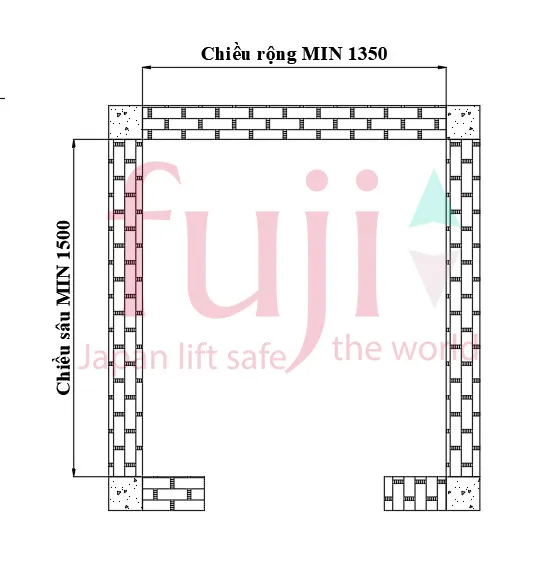 Kích thước thang máy gia đình 350kg